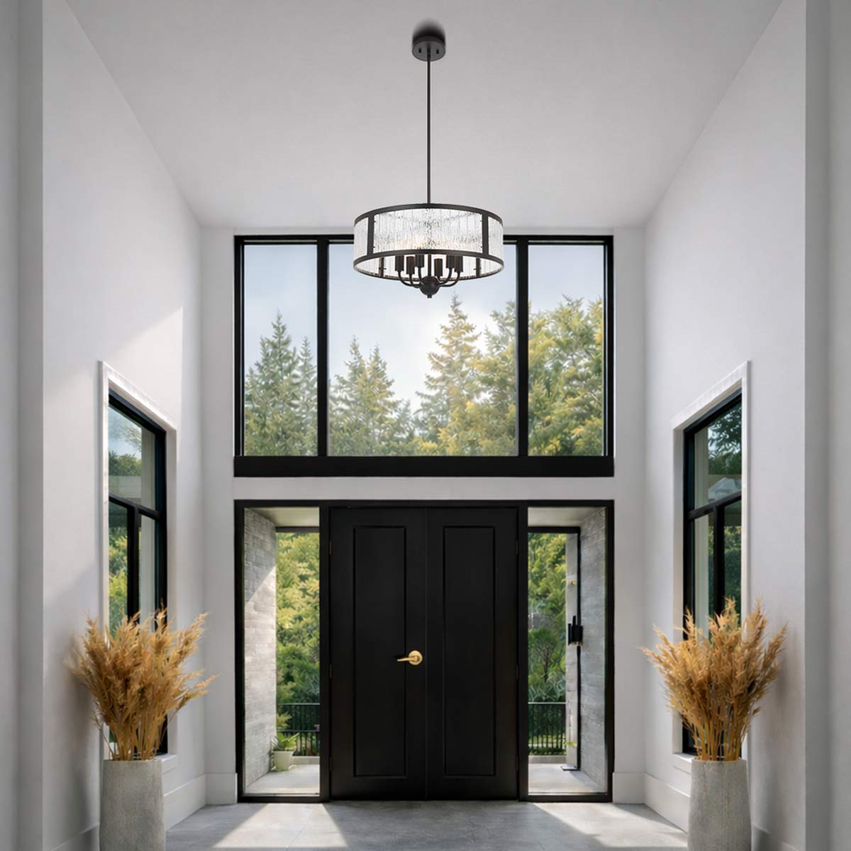 Norel Drum Shaped Pendant Light with Adjustable Rods