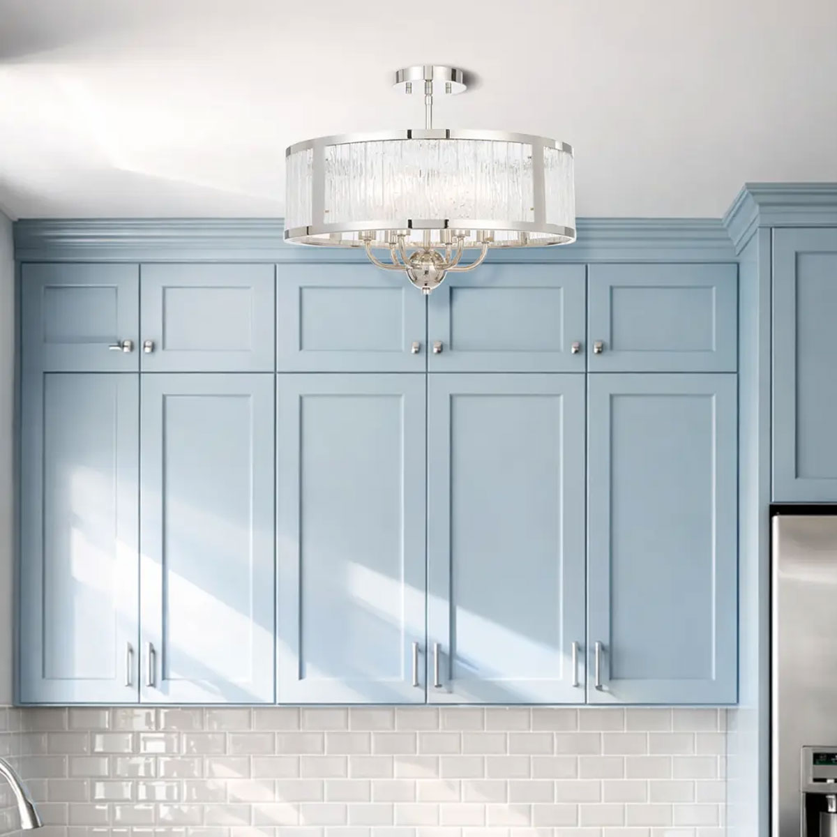 Norel Drum Shaped Pendant Light with Adjustable Rods