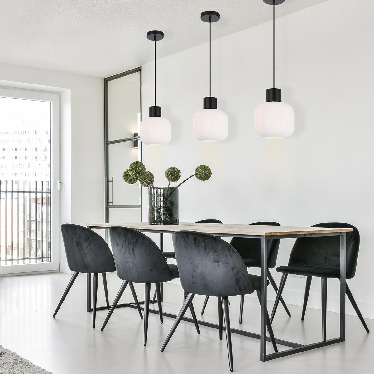 Nori 20 Pendant Light with Ribbed Glass