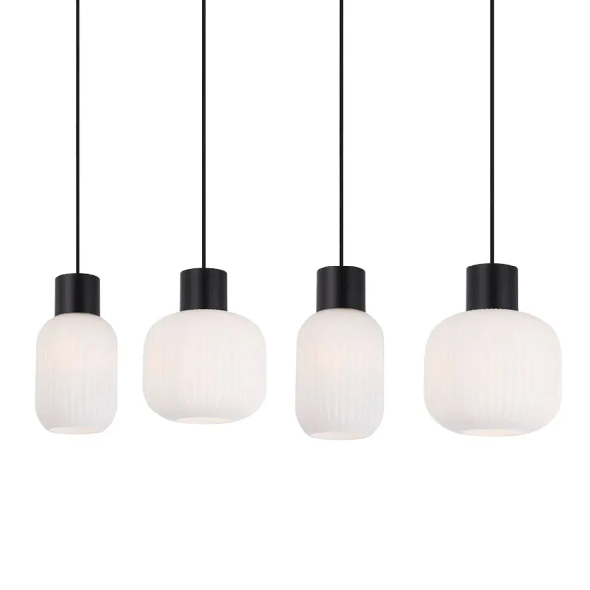 Nori 4 Light Pendant Light - Modernist Design with Ribbed Glass
