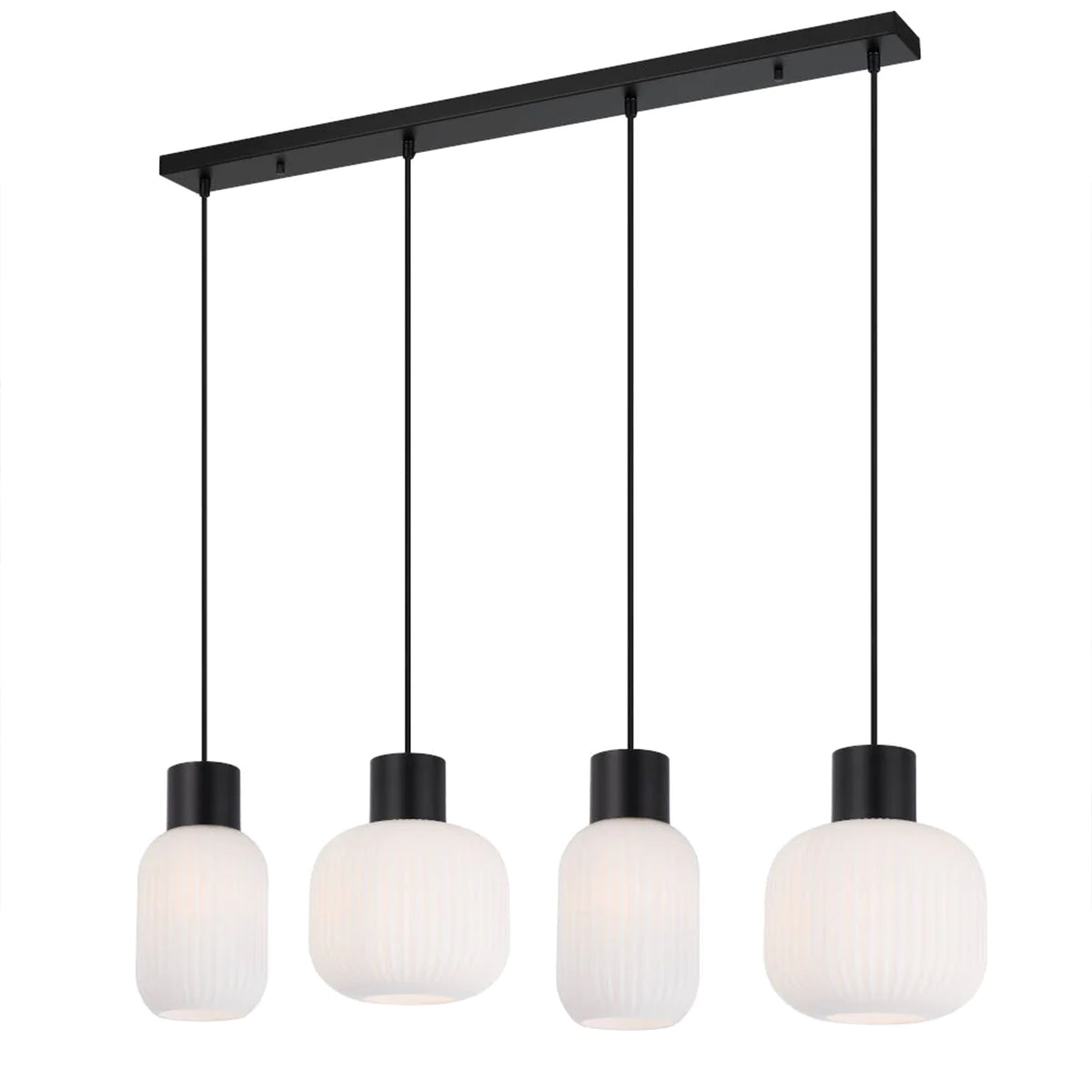 Nori 4LT Pendant Light - Modernist Design with Ribbed Glass