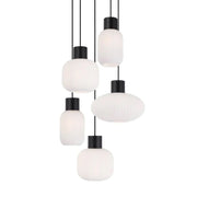 Nori 5LT Pendant Light with Ribbed Glass Shades