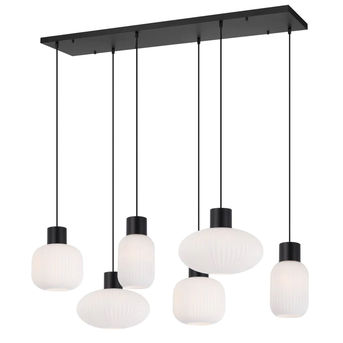 Nori 6-Light Pendant Lamp with Ribbed Glass Shades