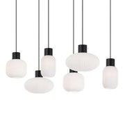 Nori 6-Light Pendant Lamp with Ribbed Glass Shades