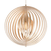 Oasis Extra Large 1Lt Pendant - Plywood with Chrome highlights - E27