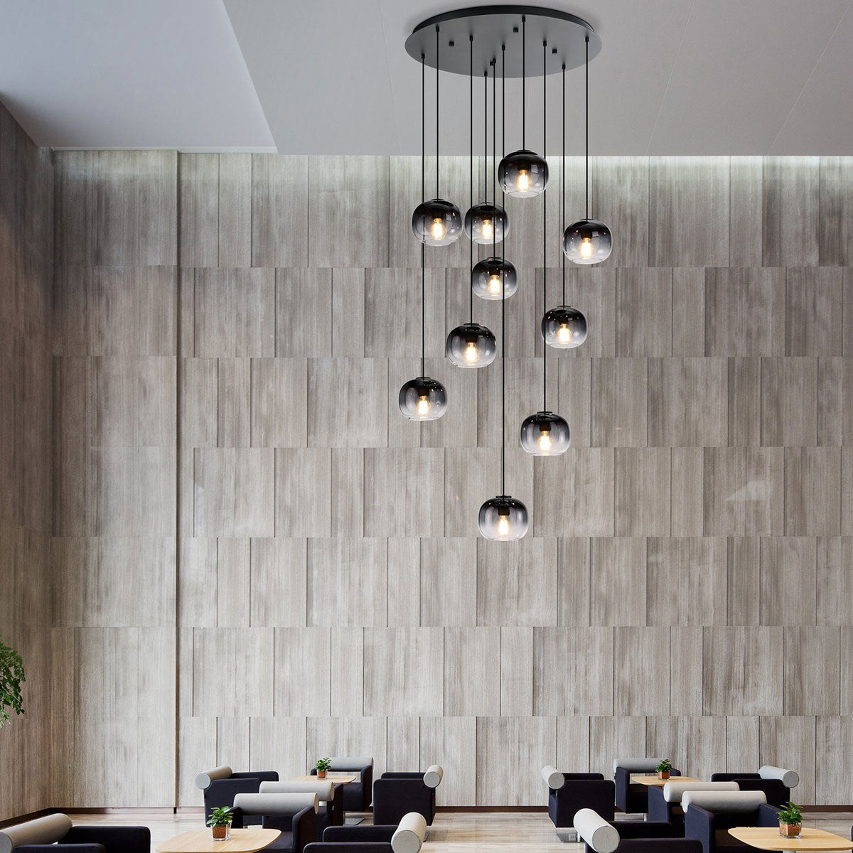 Oilella 10 Light Clustered Pendant with Glass Shades