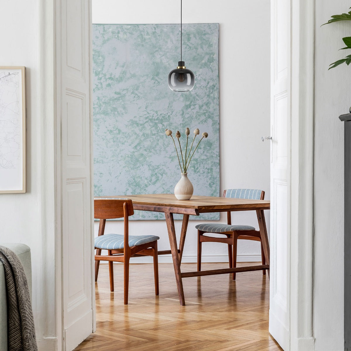 Oilella 1 Light Glass Vaporised Pendant with Adjustable Suspension