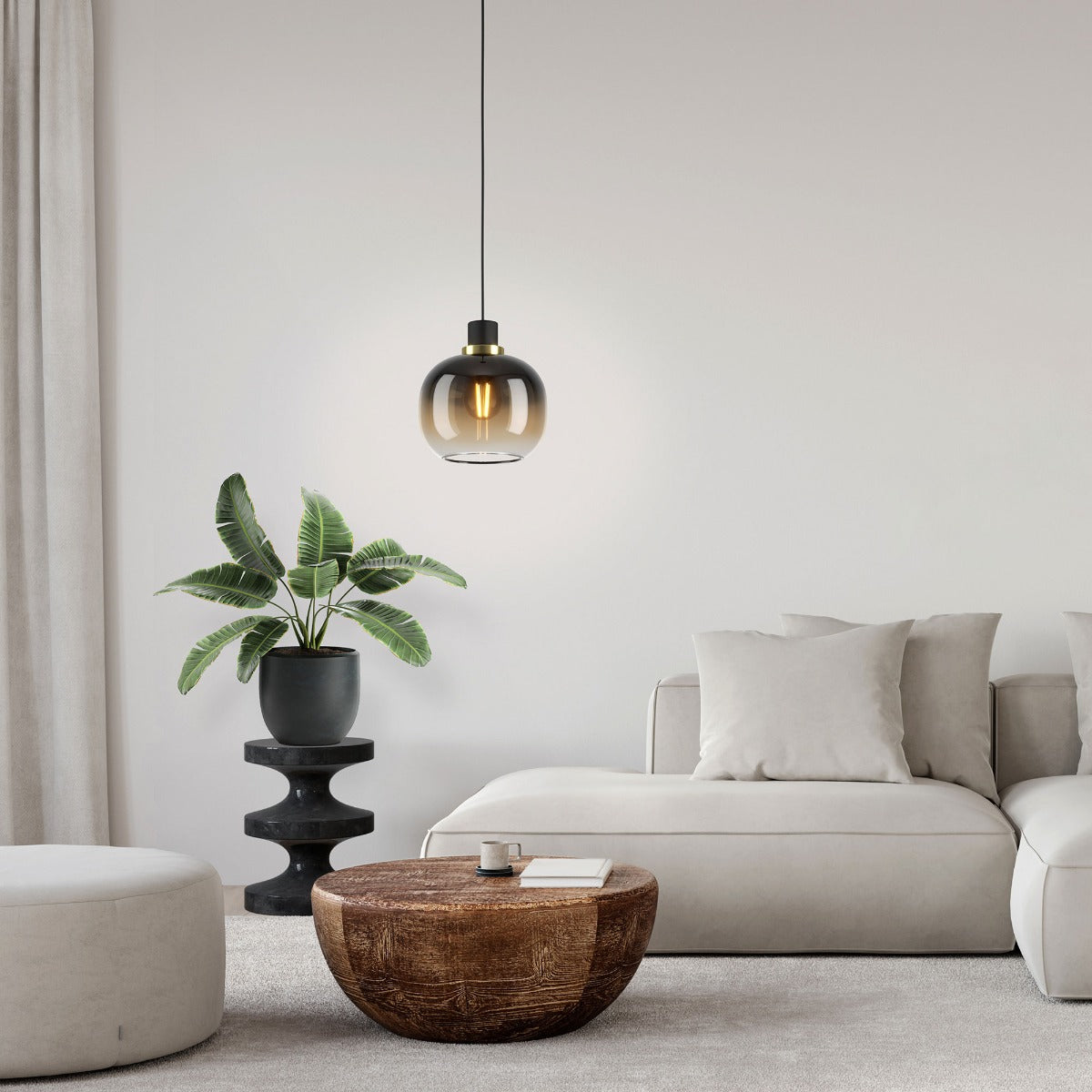 Oilella 1 Light Glass Vaporised Pendant with Adjustable Suspension