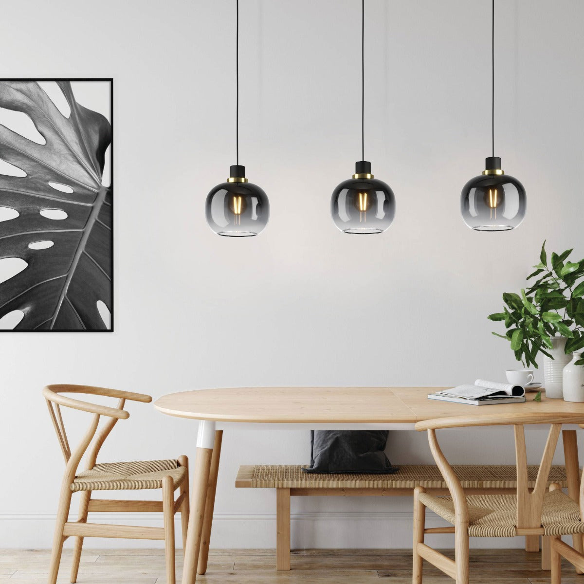 Oilella 1 Light Glass Vaporised Pendant with Adjustable Suspension