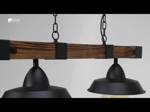 Oldbury 2 Light Rustic Pendant Light with Timber Frame