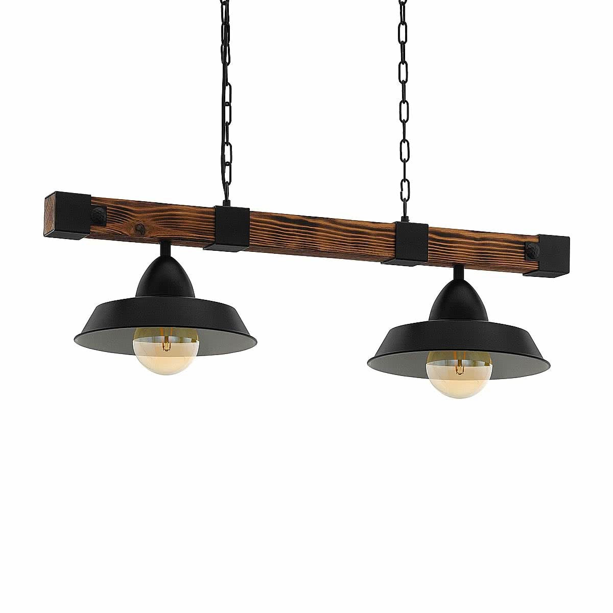 Oldbury 2 Light Rustic Pendant Light with Timber Frame