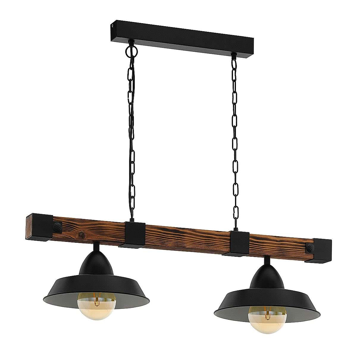 Oldbury 2 Light Rustic Pendant Light with Timber Frame