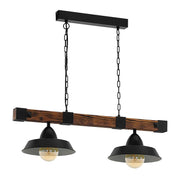 Oldbury 2 Light Rustic Pendant Light with Timber Frame