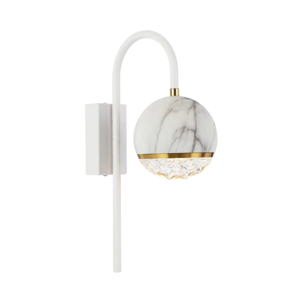 Oneta 1LT Marble Glass Wall Light with Arm