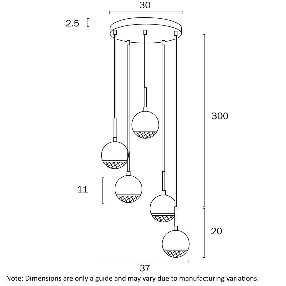 Oneta 5-Light Pendant with Adjustable Height