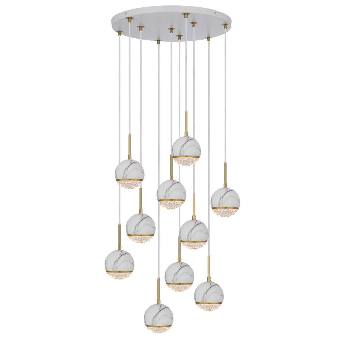 Oneta 10-Light Cluster Pendant Light with Marble Glass Shades
