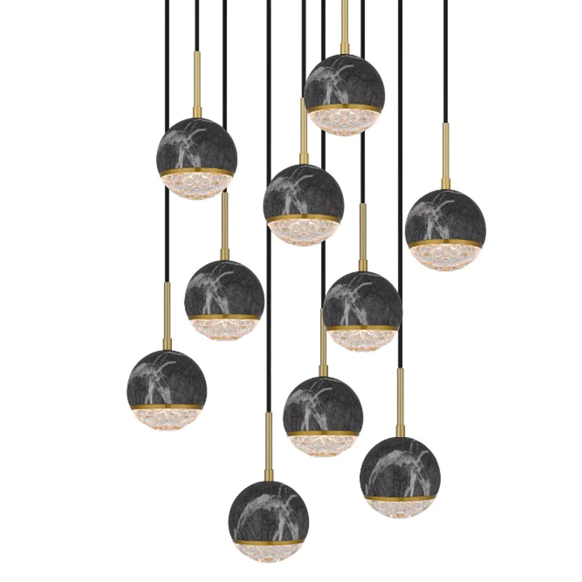 Oneta 10-Light Cluster Pendant Light with Marble Glass Shades