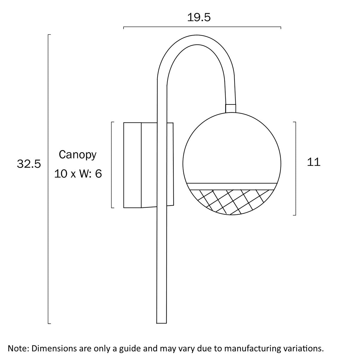 Oneta 1 Light Marble Glass Wall Light with Arm