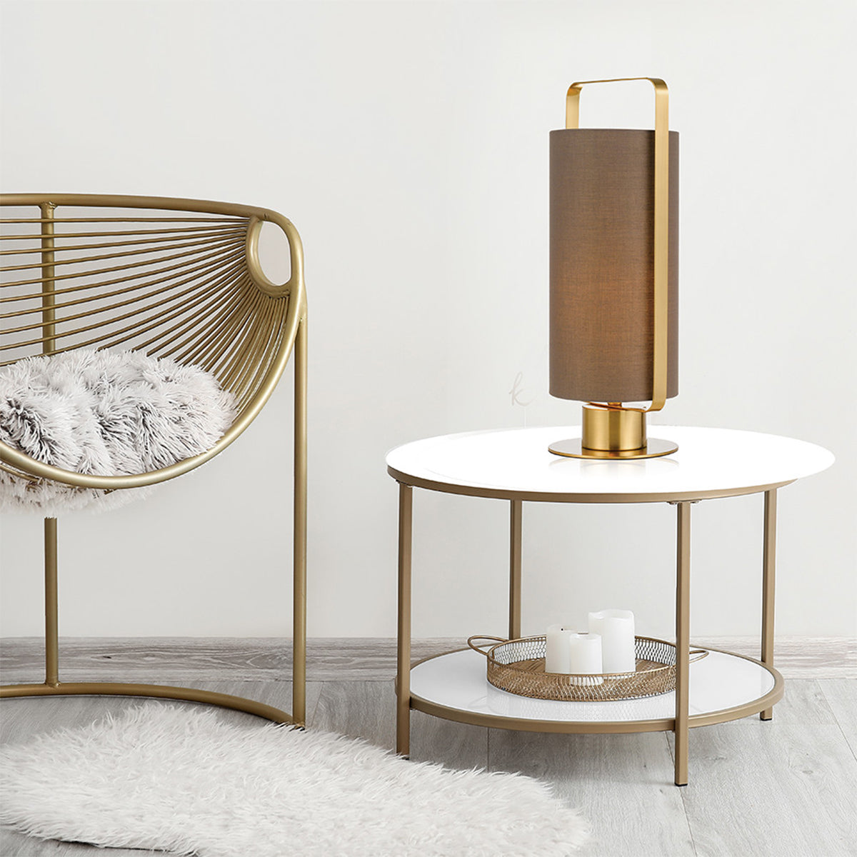 Orwel Table Lamp with Cotton Shade Retro Design