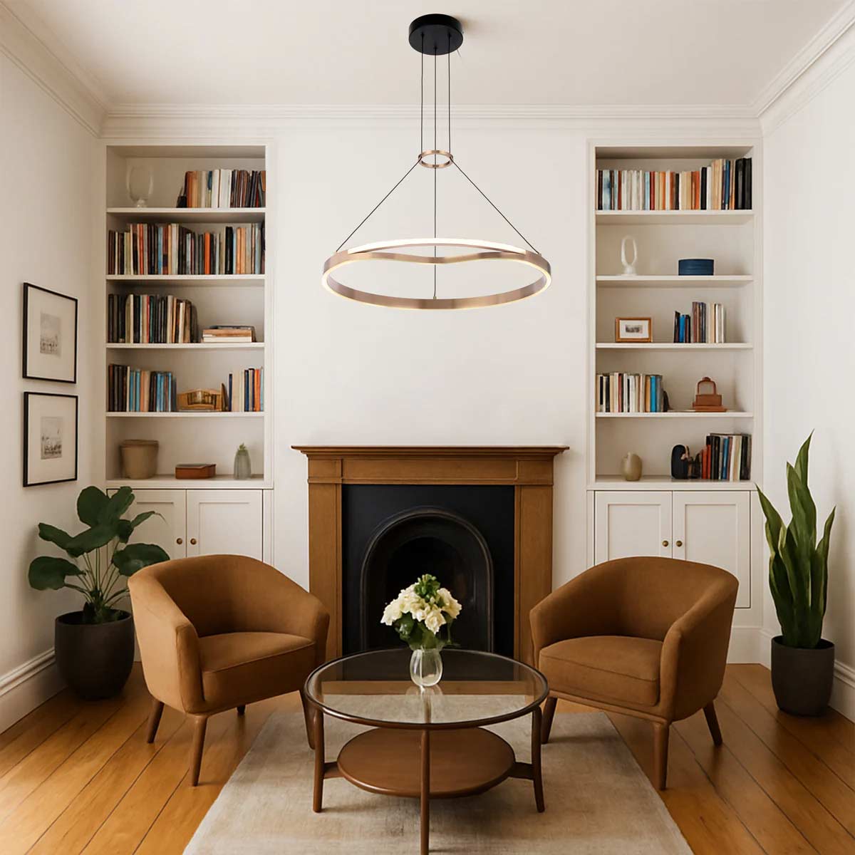 Ostrom Ring Pendant Light Coffee Gold 650mm with LED