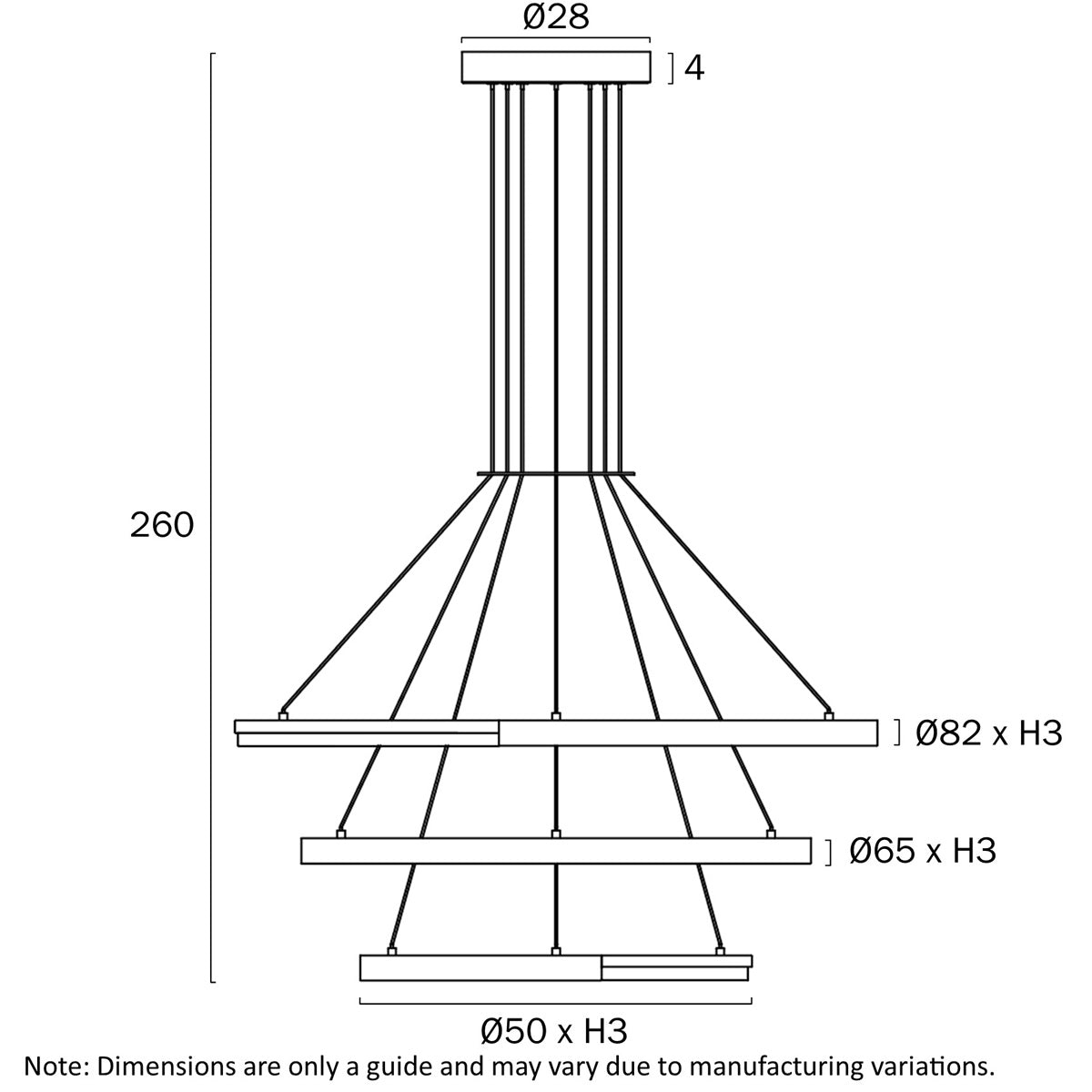 Ostrom Ring Pendant Light Three Tier with Remote Control & LED Light