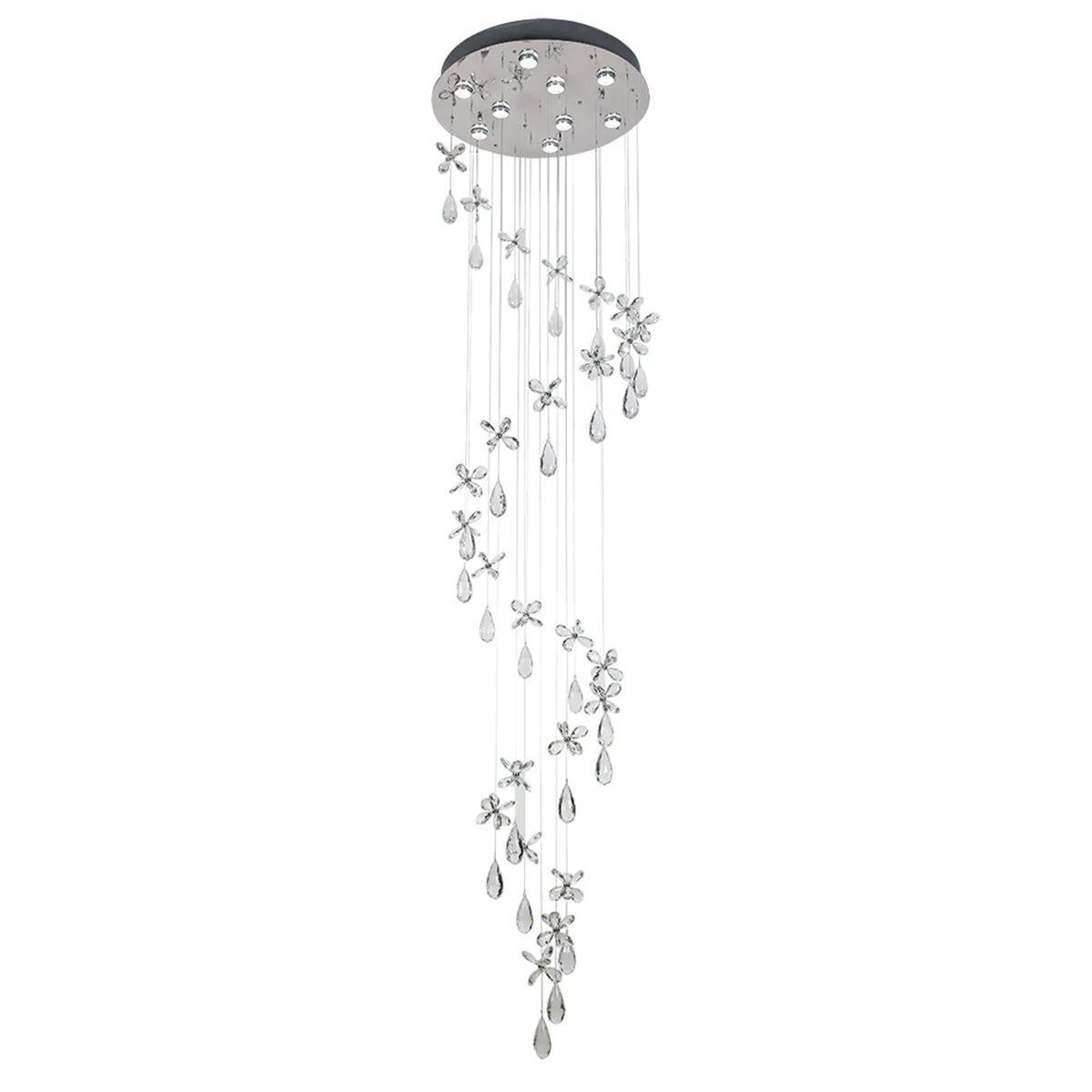 Paradis 251 Crystal 9LT Pendant Light with Stainless Steel