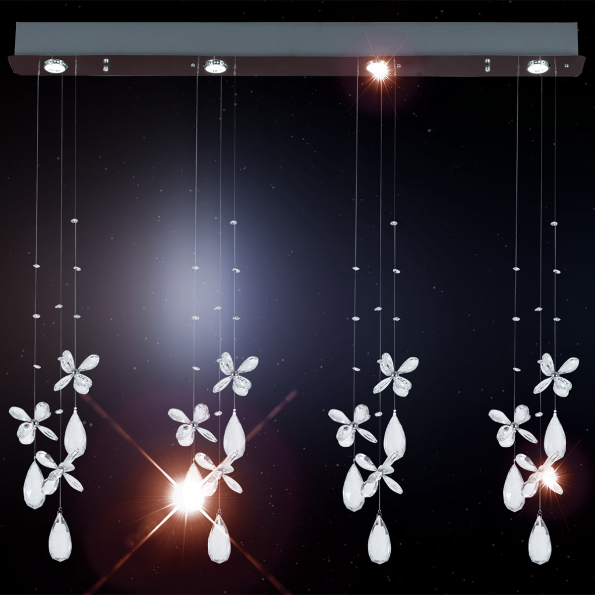 Paradis 4 Light Pendant Light with Crystal Strands