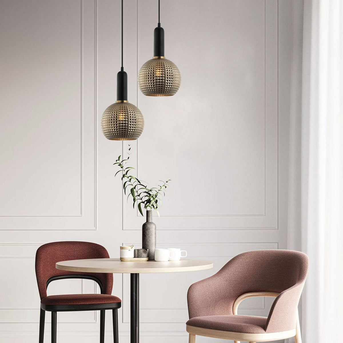 Pelota 1 Light Interior Wine Glass Segmented Glass Pendant Light