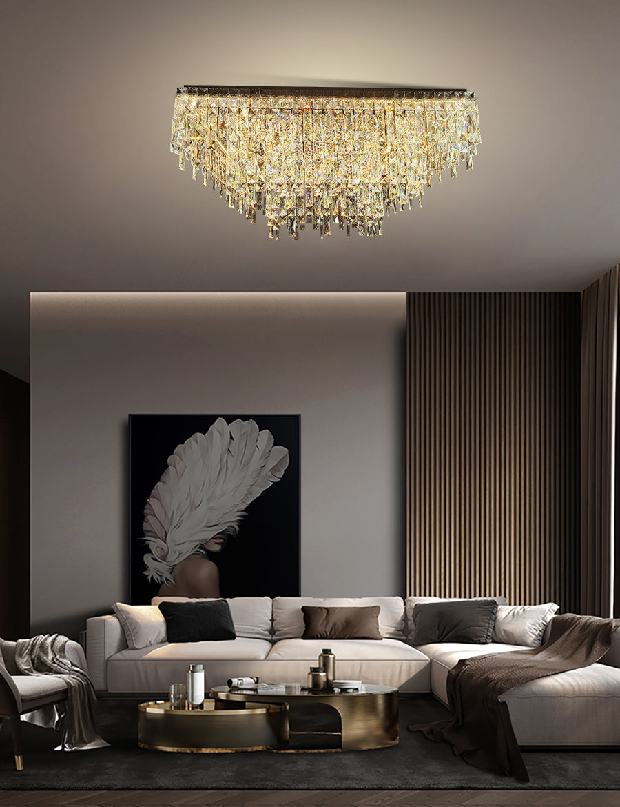 Perugia Square Crystal Pendant Light 1000mm