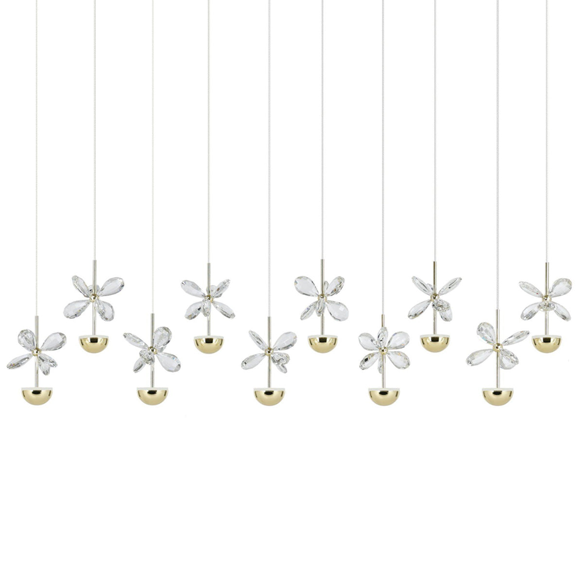 Pianopoli 3 Glass Flower Linear Bar Pendant with 10 LED Lights