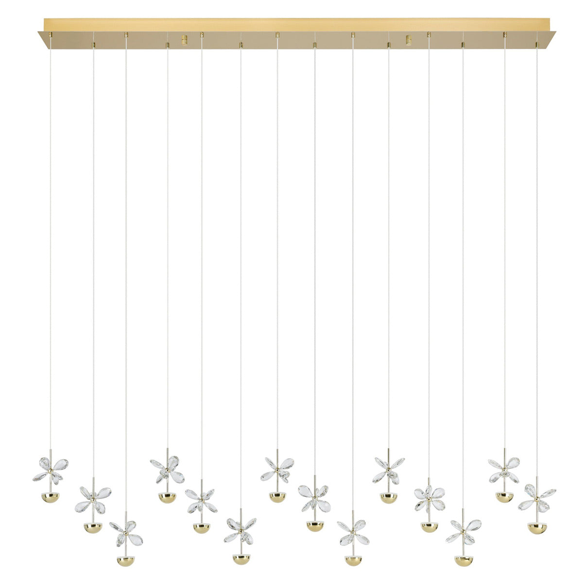 Pianopoli 3 Glass Flower Linear Bar Pendant with 14 Light LED