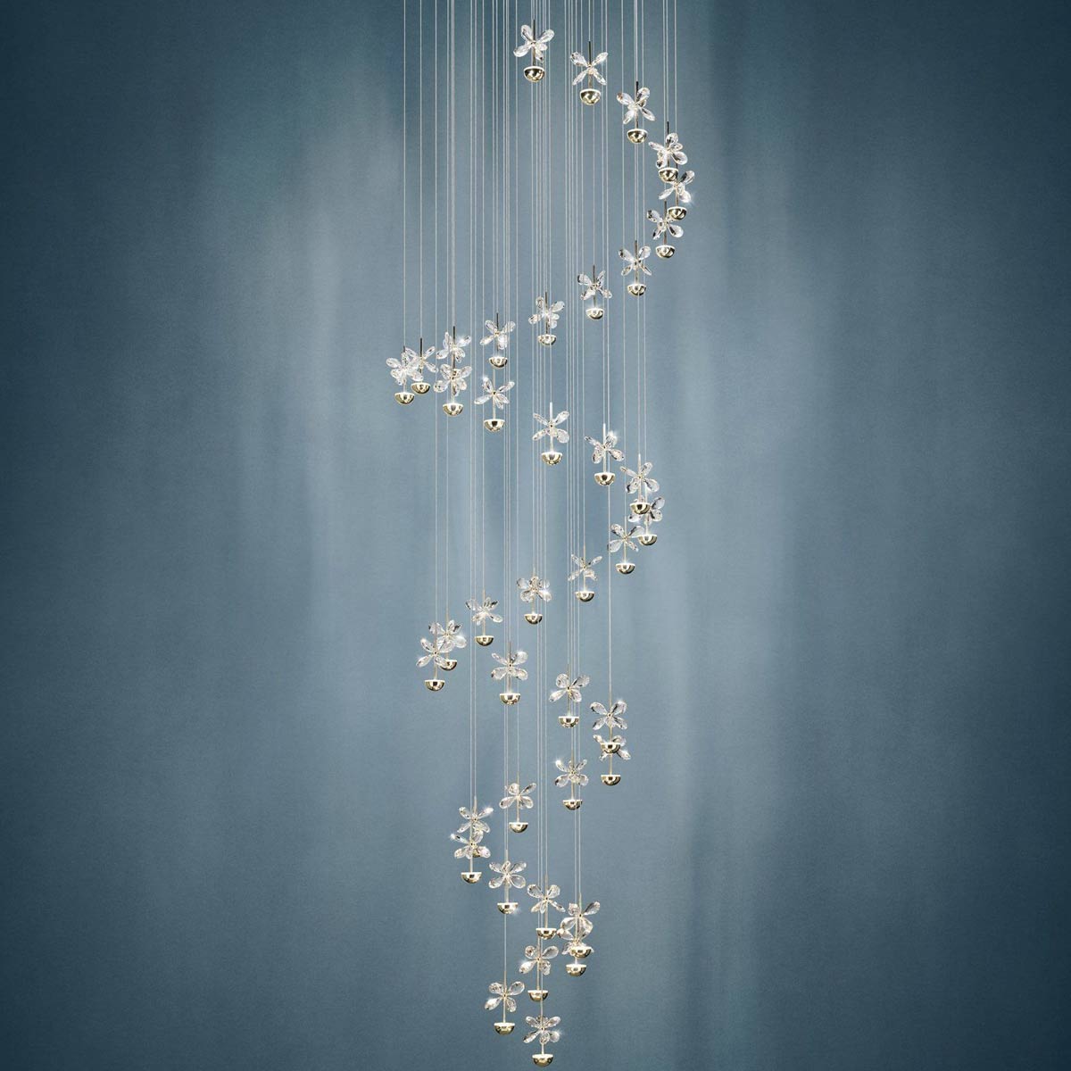 Pianopoli 3 Glass Flower Spiral Pendant with 40 LED Lights