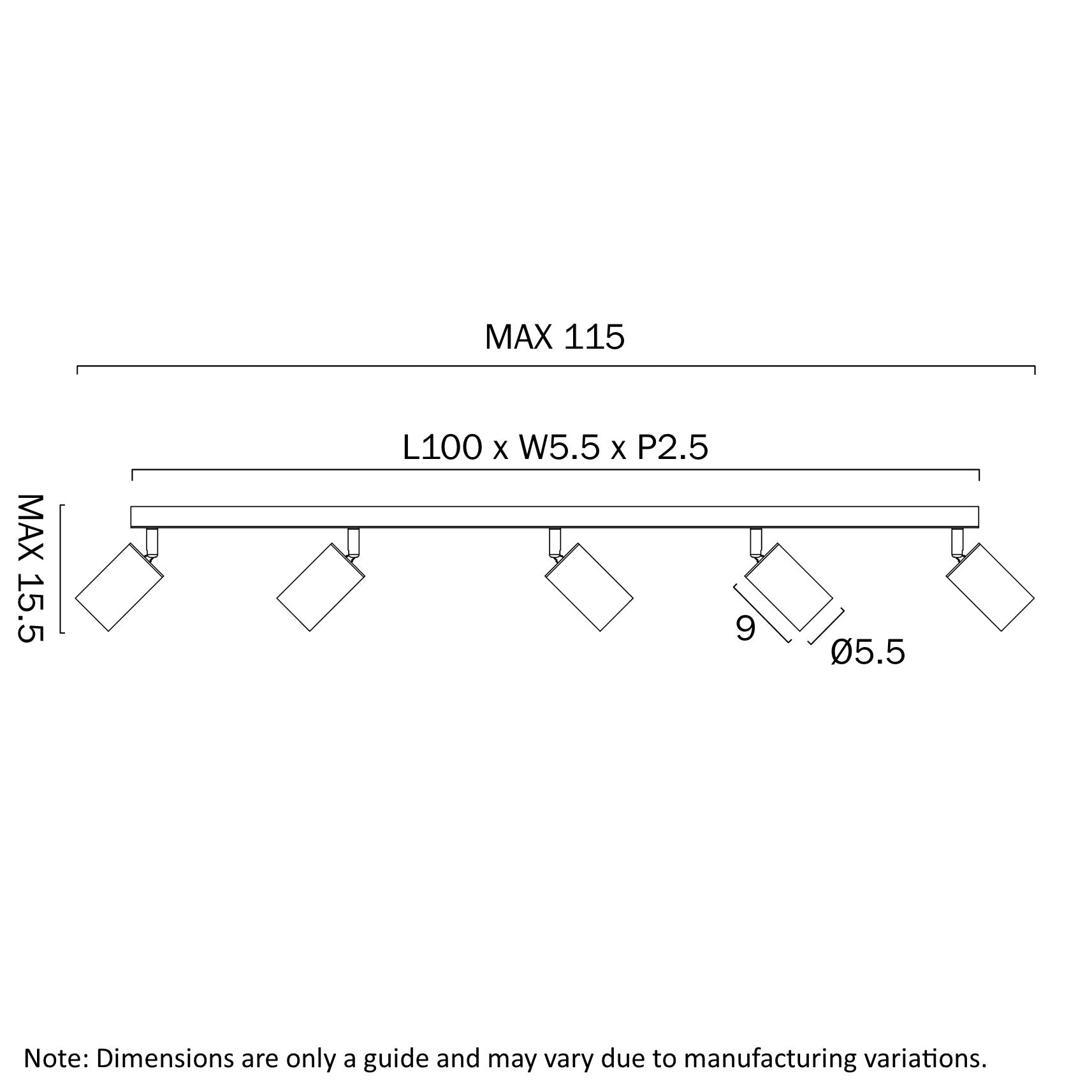 Picard 5 Light Bar Spotlight - Adjustable Tri-colour GU10