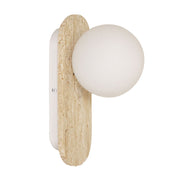 Ping  Wall Light in Travertine with Opal Glas