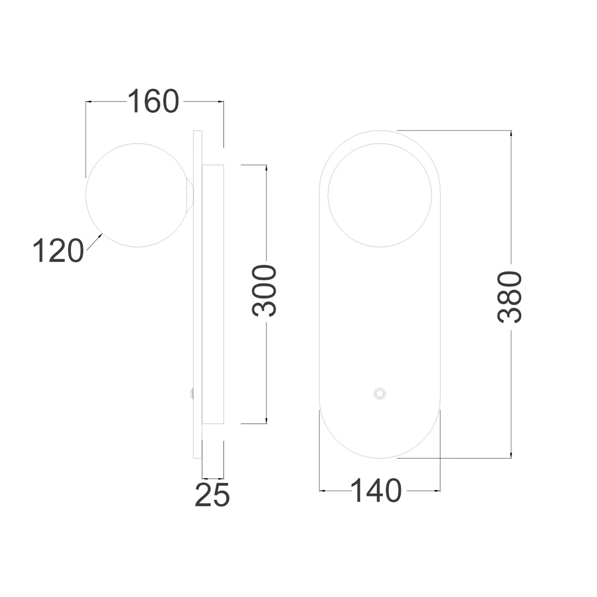 Poi Oblong Wall Light Travertine Opal Sphere