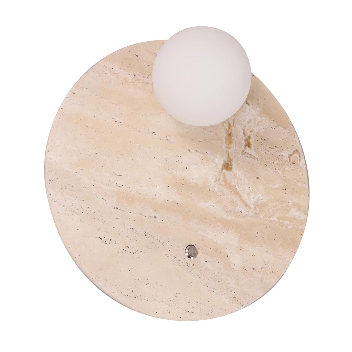 Poi Round Wall Light Travertine Opal Sphere