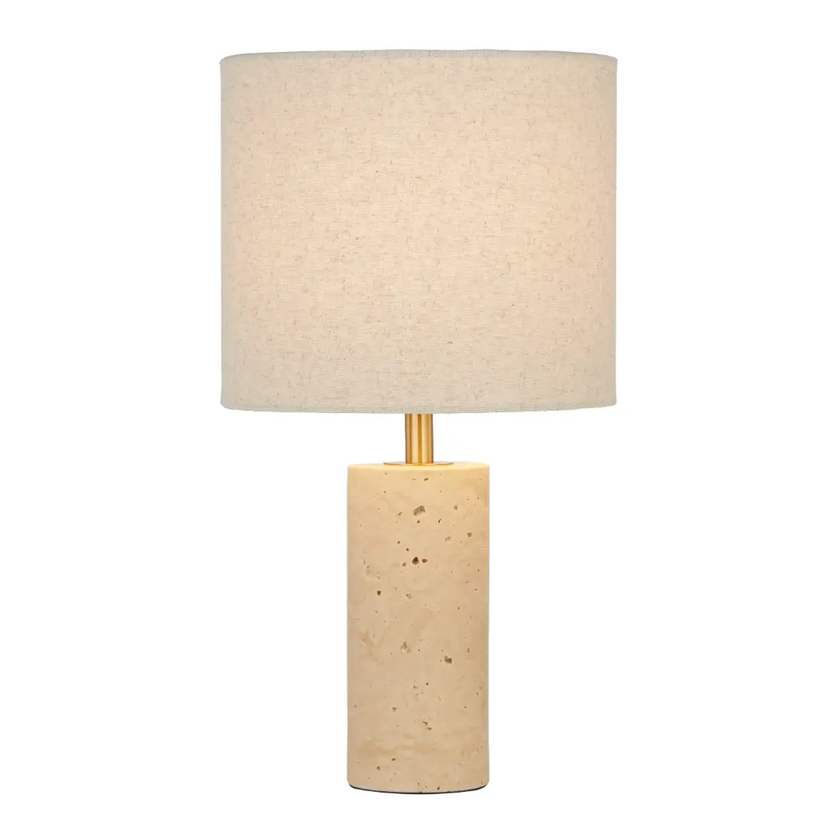 Polano Travertine Table Lamp with Fabric Shade