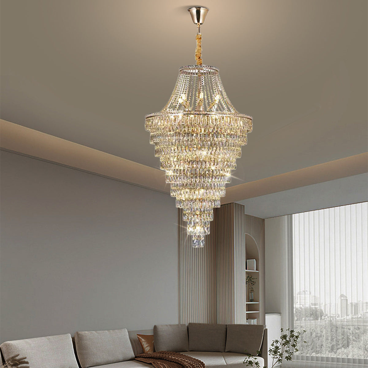 Positano Crystal Chandelier with 61 Lights 1500mm - Gold