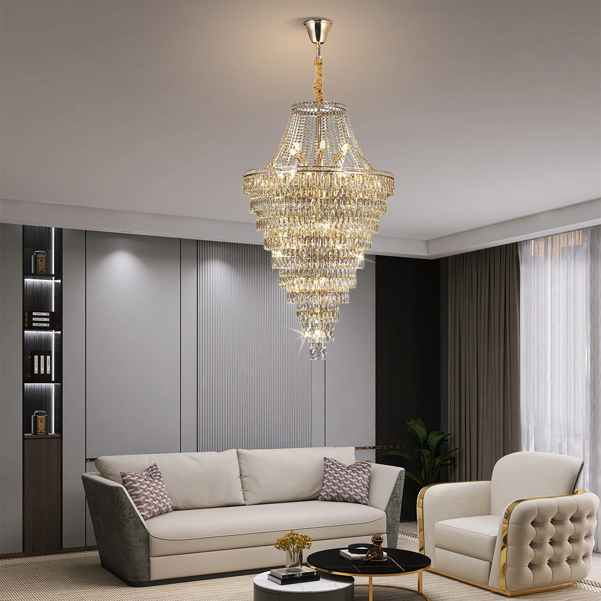 Positano Crystal Chandelier with 61 Lights 1500mm - Gold