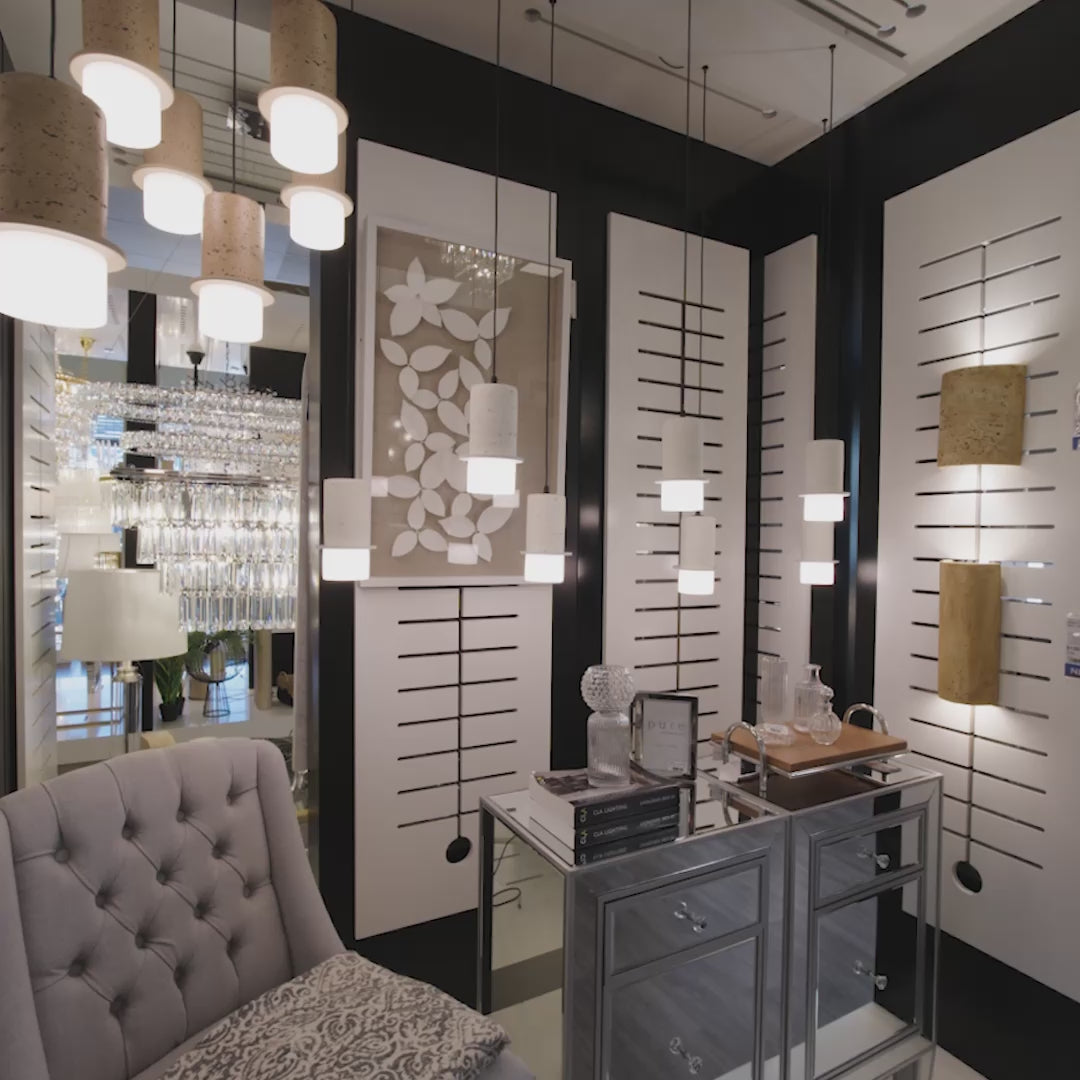 Load video: Kolisa 5 Light Travertine Look LED Pendant