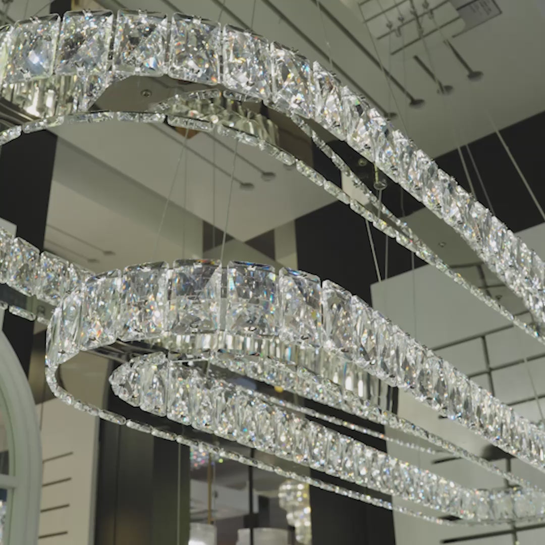 Load video: Jazmina Crystal Oval LED Pendant Light