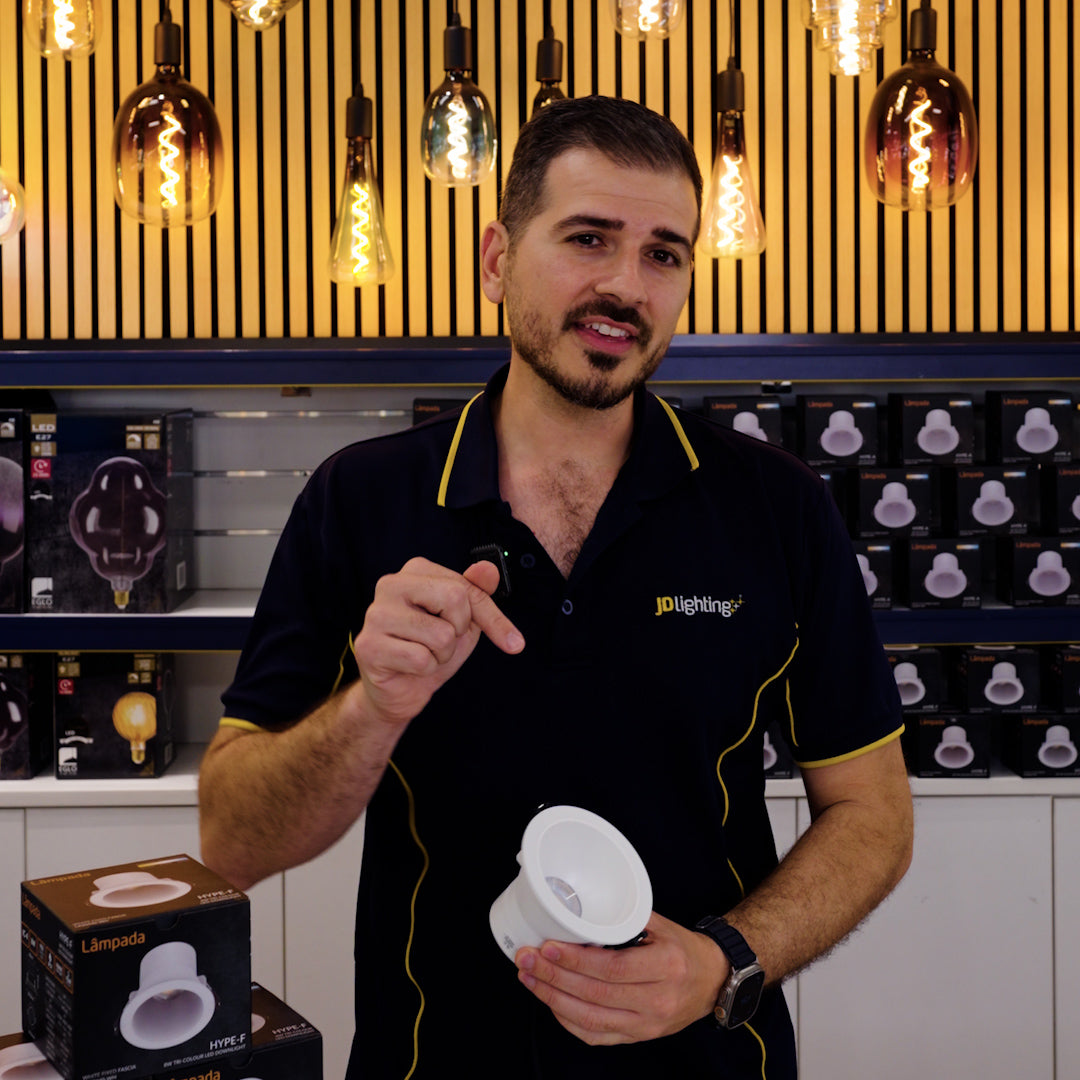 Load video: Hype 8w Architectural Low Glare Deep Recessed Tri-Colour LED Downlight