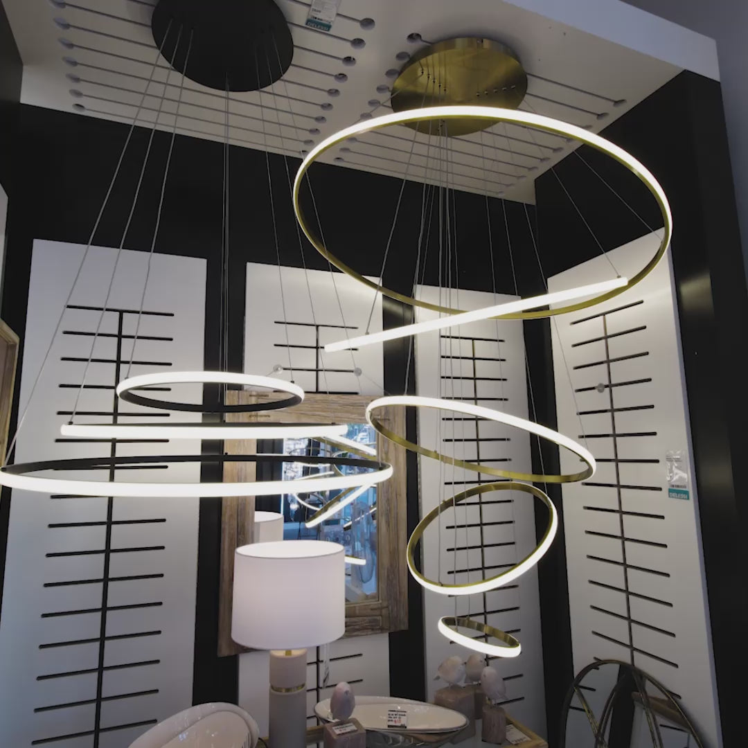 Load video: Marcello 5 Ring Pendant LED Light