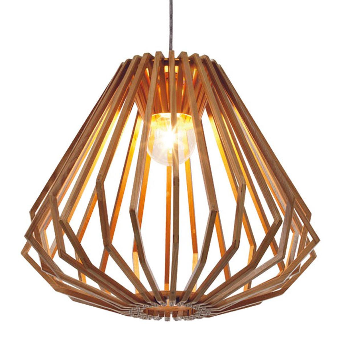 Ragusa Large Natural Wood Veneer Squat Pendant Light