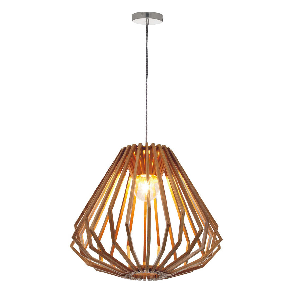 Ragusa Large Natural Wood Veneer Squat Pendant Light