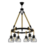 Rampside 6 Light Pendant Cluster with Unique Rope Design