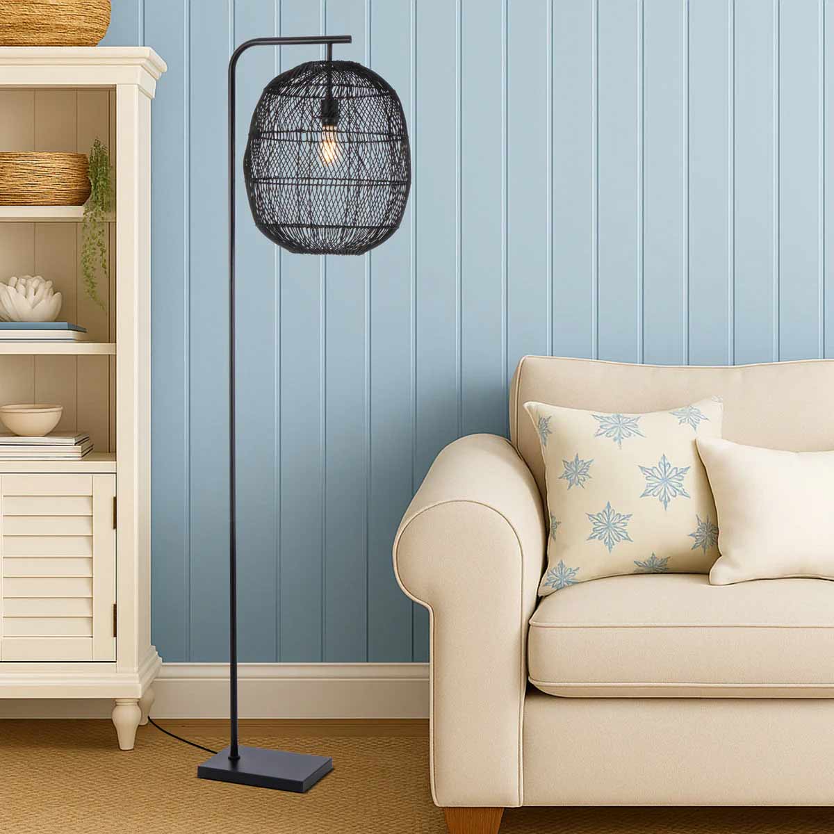 Rana Hand-Woven Rattan Floor Lamp - Modern Design