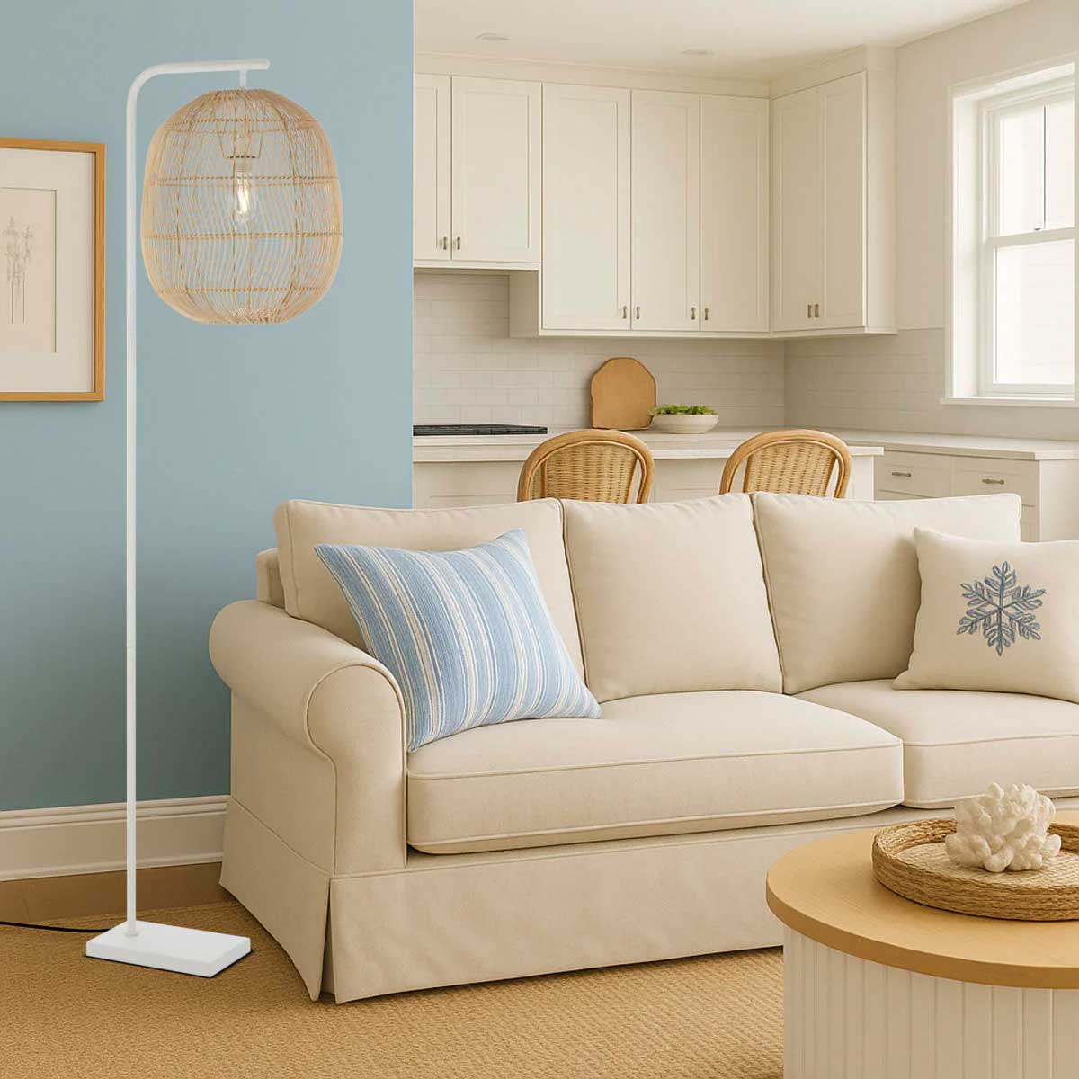 Rana Hand-Woven Rattan Floor Lamp - Modern Design