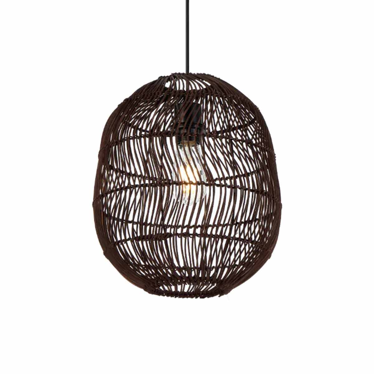Rana Teardrop Shaped Rattan/Cane Pendant Light with Steel Frame