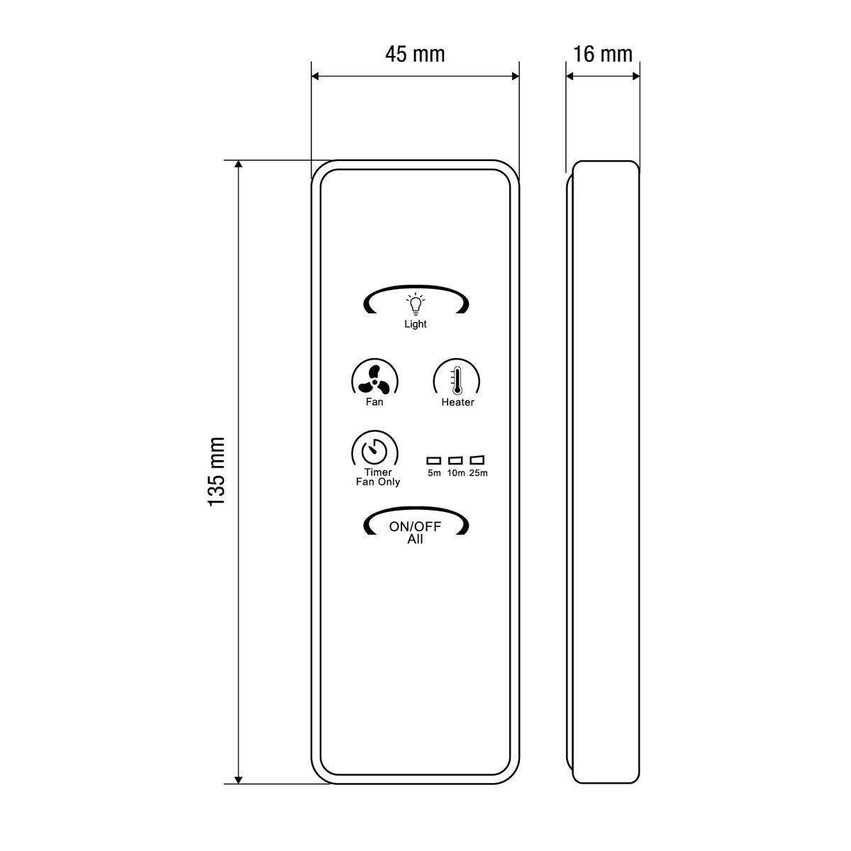 Remote Control for Martec Bathroom 3-in-1 Heaters With Timer Kit